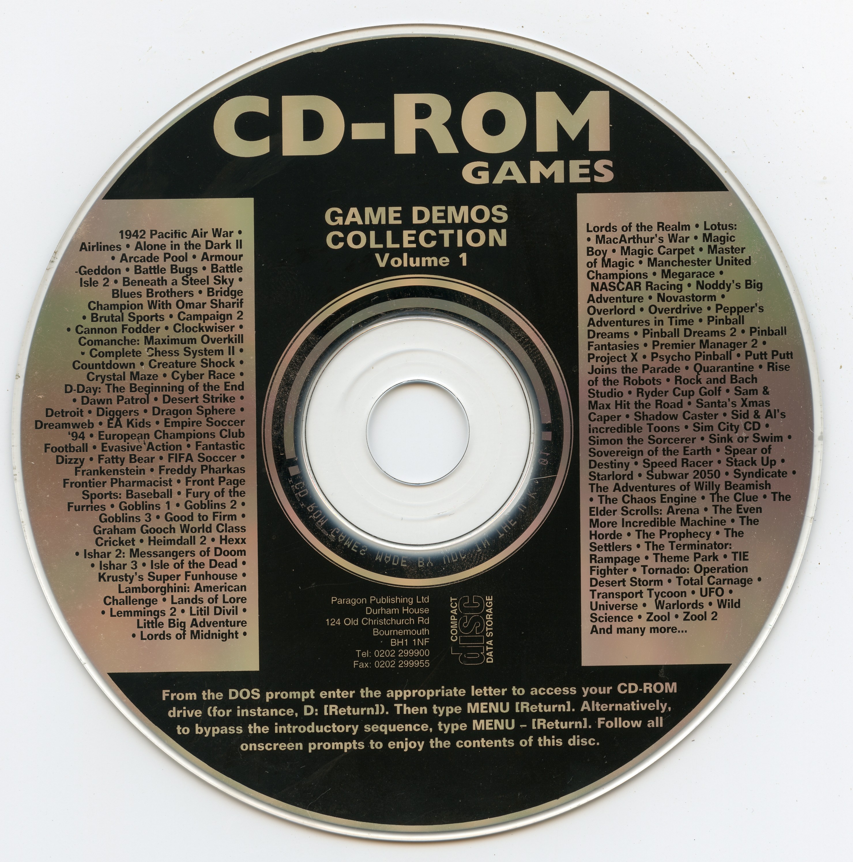 CD ROM Games Game Demos Collection Volume 1 (Paragon Publishing) Free